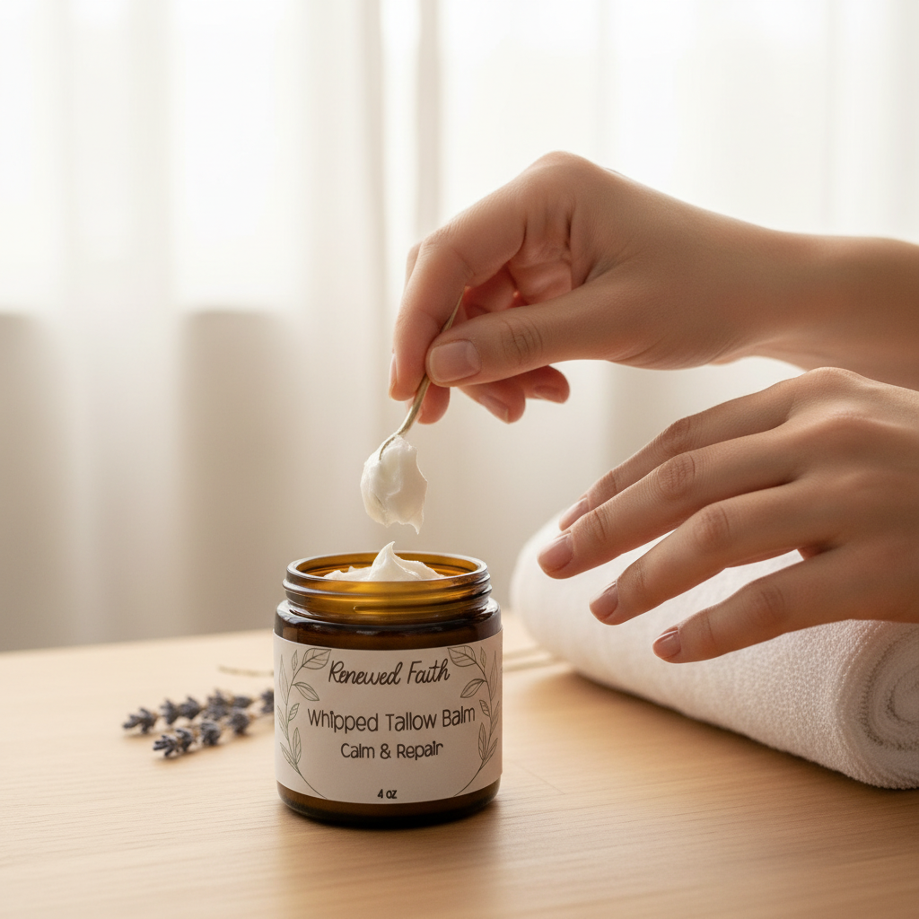 4 oz Whipped Tallow Balm in-use lifestyle shot