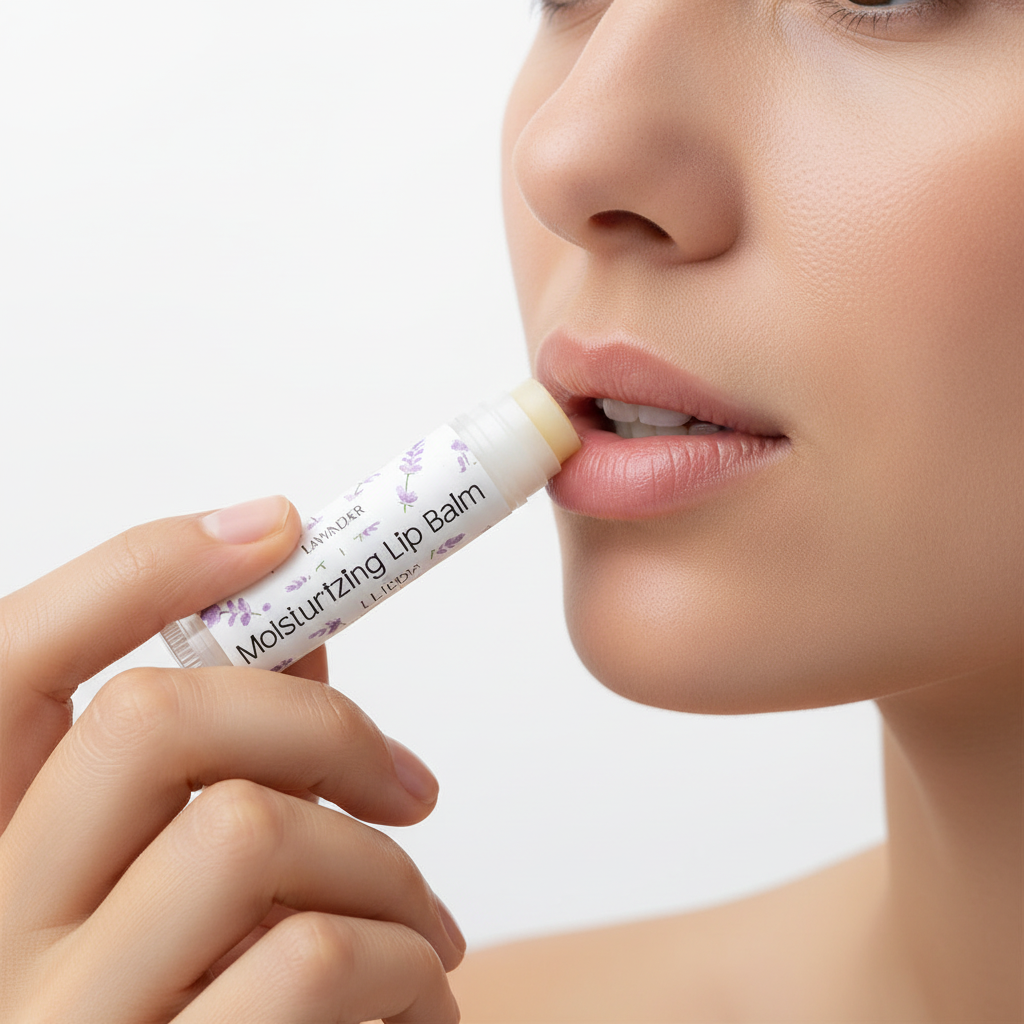 Lip Balm application to lips