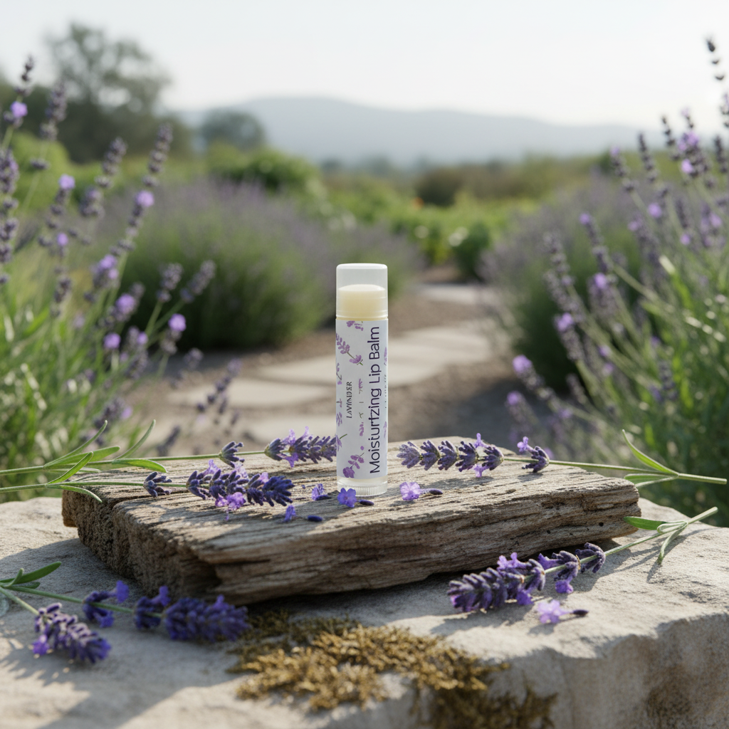 Lip Balm in nature with lavender