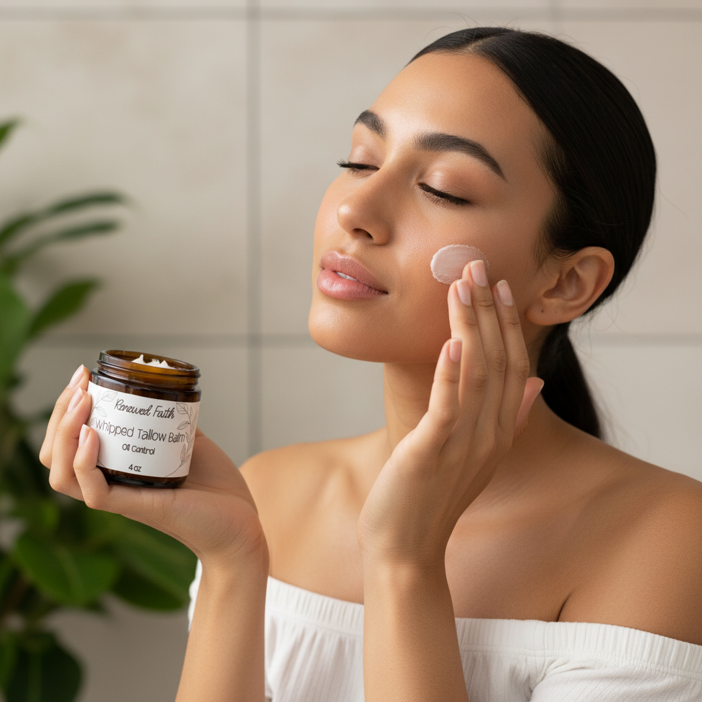 Tallow Balm Applied to Face